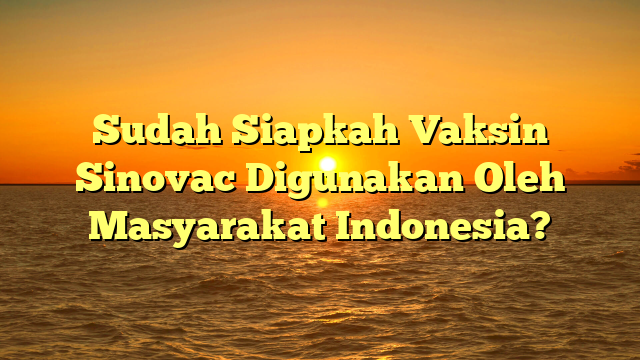 Sudah Siapkah Vaksin Sinovac Digunakan Oleh Masyarakat Indonesia?
